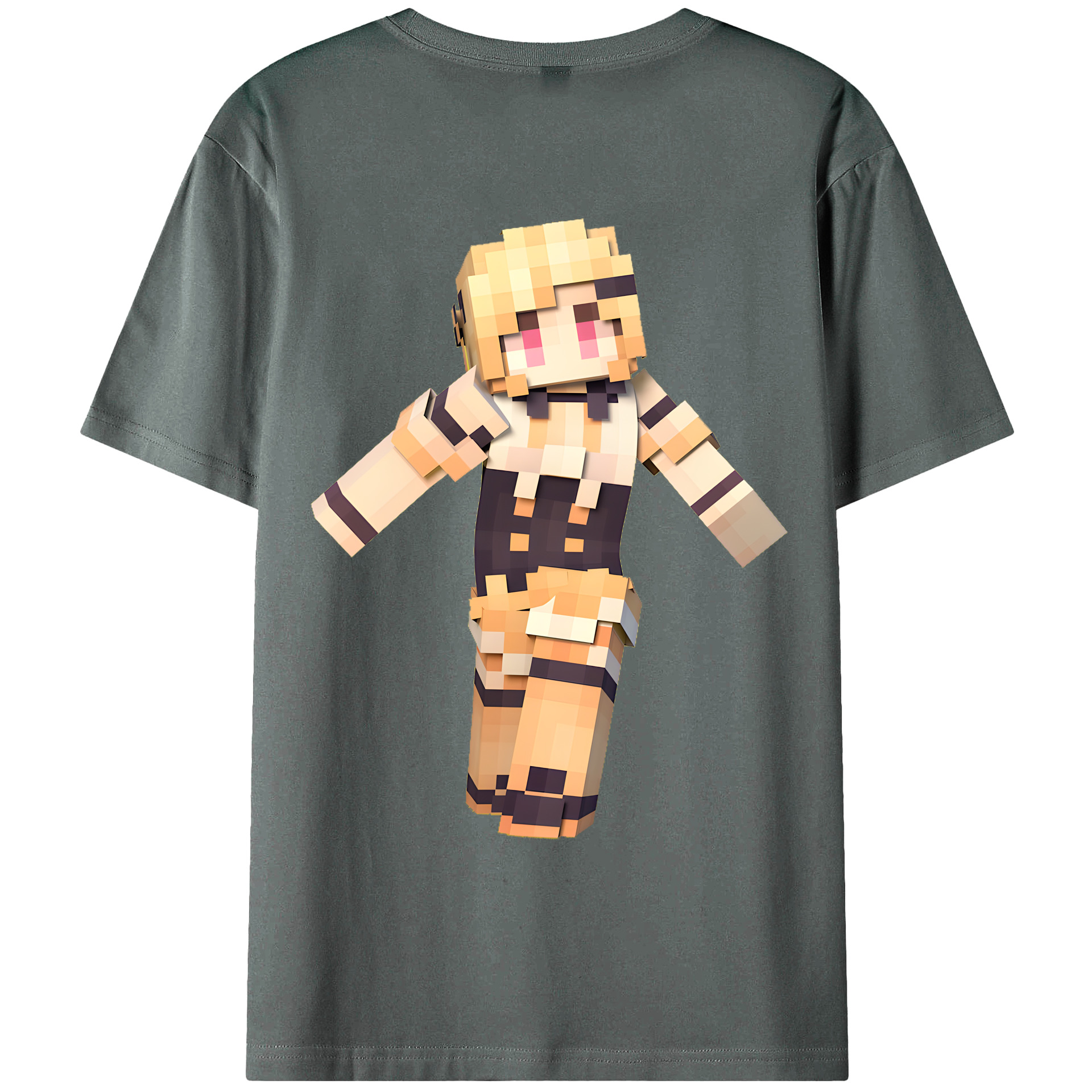 （画像用） マインクラフト ブロックの世界 Minecraft MC Block world 綿100％ メンズ半袖Tシャツ（バックプリント） 通気性